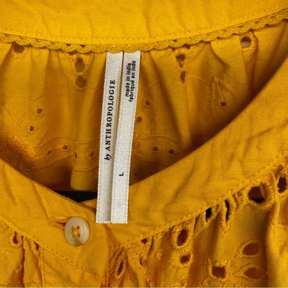 Anthropologie Tallulah Yellow Eyelet Dress size Large - Picture 5 of 12